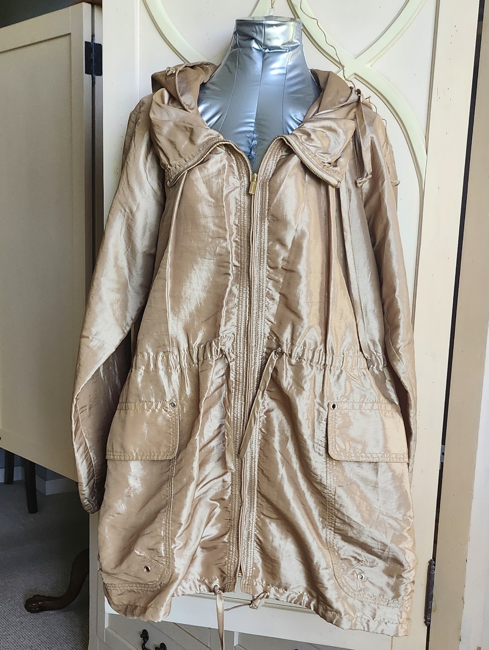 Jones New York Lightweight Hooded Utility Jacket - Gold